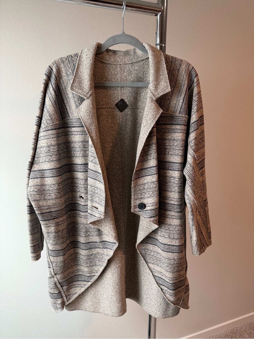 Anthropologie One Size Saturday/Sunday Cardigan Sweater Gray and Beige GUC